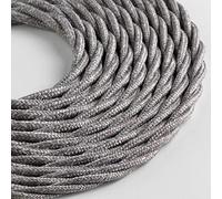 Klartext - Braided Textile Cable LUMIÈRE for Lighting, 3x0,75mm, Melange Grey, 5mt.|Warning: Ground Cable Included! Maximum Safety Anti Shock!