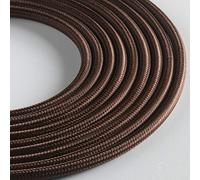 Klartext - Light Round Textile Cable for Lighting, 3 x 0.75 mm, Brown, 3 m. Attention: Earth Cable Included! Maximum Anti-Shock Safety!