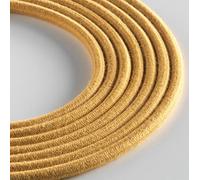 Klartext - Light Round Textile Cable for Lighting, 3 x 0.75 mm, Mustard Yellow Cotton, 5 m. Attention: Earth Cable Included! Maximum Anti-Shock Safety!