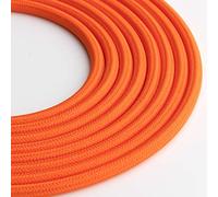 Klartext - Light Round Textile Cable for Lighting, 3 x 0.75 mm, Orange, 3 m. Attention: Earth Cable Included! Maximum Anti-Shock Safety!