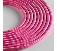 Klartext - Light Round Textile Cable for Lighting, 3 x 0.75 mm, Pink, 10 m. Attention: Earth Cable Included! Maximum Anti-Shock Safety!