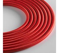 Klartext - Light Round Textile Cable for Lighting, 3 x 0.75 mm, Red, 10 m. Attention: Earth Cable Included! Maximum Anti-Shock Safety!