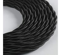 Klartext LUMIÈRE Braided Fabric Cable for Lighting, 3 x 0.75 mm, Black, 10 m Attention: Earth Cable Included! Maximum Anti-Shock Safety!