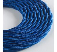 Klartext LUMIÈRE Braided Fabric Cable for Lighting 3 x 0.75 mm Blue 5 m Warning: Earth Cable Included! Maximum Anti-Shock Safety!