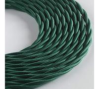 Klartext LUMIÈRE Braided Fabric Cable for Lighting 3 x 0.75 mm Dark Green 5 m Warning: Ground Cable Included! Maximum Anti-Shock Safety!