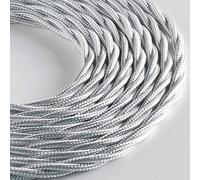Klartext LUMIÈRE Braided Fabric Cable for Lighting, 3 x 0.75 mm, Glossy White, 5 m. Attention: Ground Cable Included! Maximum Anti-Shock Safety!