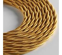 Klartext LUMIÈRE Braided Fabric Cable for Lighting 3 x 0.75 mm Gold 3 m Warning: Earth Cable Included! Maximum Anti-Shock Safety!