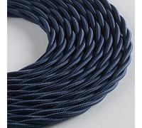 Klartext LUMIÈRE Braided Fabric Cable for Lighting 3 x 0.75 mm Night Blue 3 m Warning: Earth Cable Included! Maximum Anti-Shock Safety!