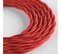 Klartext LUMIÈRE Braided Fabric Cable for Lighting 3 x 0.75 mm Red 5 m Warning: Earth Cable Included! Maximum Anti-Shock Safety!