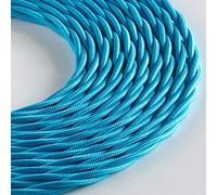 Klartext LUMIÈRE Braided Fabric Cable for Lighting, 3 x 0.75 mm, Turquoise, 3 m. Attention: Ground Cable Included! Maximum Anti-Shock Safety!