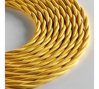 Klartext LUMIÈRE Braided Fabric Cable for Lighting, 3 x 0.75 mm, Yellow, 5 m. Attention: Earth Cable Included! Maximum Anti-Shock Safety!
