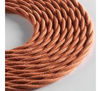 Klartext LUMIÈRE Braided Textile Cable for Lighting 3 x 0.75 mm Brick Cotton 10 m Warning: Ground Cable Included! Maximum Anti-Shock Safety!