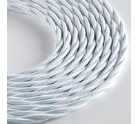 Klartext LUMIÈRE Braided Textile Cable for Lighting 3 x 0.75 mm Matte White 10 m Attention: Earth Cable Included! Maximum Anti-Shock Safety!