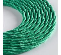 Klartext - LUMIÈRE Braided Textile Cable for Lighting, 3x0,75 mm, Lawn Green, 3mt.|Warning: Ground Cable Included!