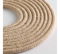 Klartext - LUMIÈRE Round Textile Cable for Lighting, 3x0,75mm, Natural Jute, 3mt.|Warning: Ground Cable Included! Maximum Safety Anti Shock!