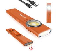 klarus E5 Flat EDC Torch,USB C Rechargeable COB Work Light, 600 Lumens Mini Flashlight with Magnetic Base and Buckle Clip Suitable for Maintenance, Camping, Hiking, Emergency, etc(Orange)