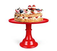 KLASKWARE Round Cake Stand 11" Melamine Cake Display Stand Dessert Cupcake Display Tray for Graduation,Wedding,Birthday,Party,Baby Shower,Anniversary,Ceremony,Christmas (Red