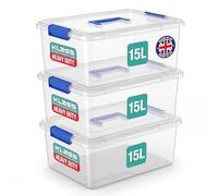 Klass 3 PCS 15L Plastic Storage Boxes With Lids, Clear Small Storage Box