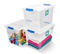 Klass 3 PCS 75L Plastic Storage Boxes With Lids, Cliping Lid Clear Storage