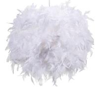 KLASS 30cm White Feather Light Shade, Lamp Shades for Pendant Ceiling Light, Floor Lamp, Fluffy Feather Lampshade Ceiling Light Shade for Living Room, Bedroom, Kitchen