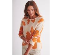 Klass. Bold Floral Knitted Jumper In Cream Cream