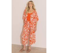 Klass. Botanical Print Cropped Wide Leg Trousers In Orange Orange