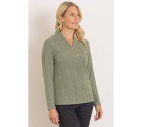 Klass. Brushed Rib Knit Top In Khaki Khaki S