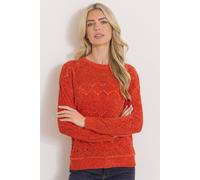 Klass. Chenille Patterned Open Knit Jumper In Orange Orange
