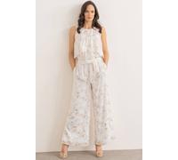 Klass. Floral Foil Print Wide Leg Trousers In Ivory Ivory