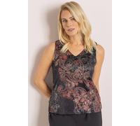Klass. Floral Paisley Shimmer Print Sleeveless Top In Red Red 18