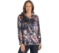 Klass Floral Printed Crushed Velour Shirt - Black/Pink - 18