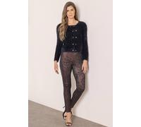 Klass. Floral Shimmer Fitted Slim Leg Trousers In Black Black 18