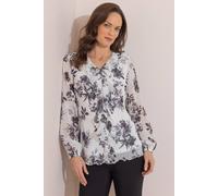 Klass. Floral Shimmer Frill Top In Cream Cream 20