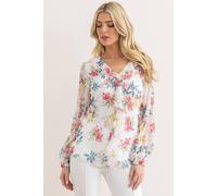 Klass. Floral Shimmer Frill Top In Ivory Ivory 10