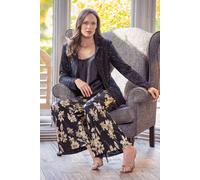 Klass. Floral Shimmer Print Plisse Wide Leg Trousers In Gold Gold 16