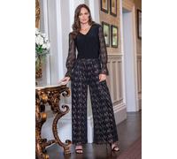 Klass. Foil Mesh Printed Long Sleeve Top In Black Black S