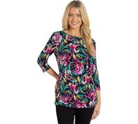 Klass Garden Print Ruched Tunic Top - Navy/Pink - M