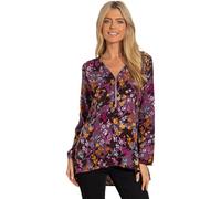 Klass Garden Print Zip Tunic Top - Berry/Black/Orange - 10