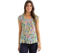 Klass Garden Printed Pleat Top - Green/Aqua/Purple - M