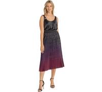 Klass Glitter Pleat Ombre Midi Skirt - Black/Winterberry - XL