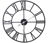 Klass Home 60cm Black Metal Large Wall Clock INDOOR/OUTDOOR Wall Clock | Silent Non-Ticking Roman Numerals Clocks For Living Room | Bedroom Kitchen Clock | Outdoor Clock | Garden Clock | Home Decor