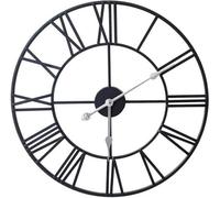 Klass Home Collection 40Cm Black Metal Roman Numerals Large Analog Wall Clock Indoor & Outdoor, Silent Non-Ticking