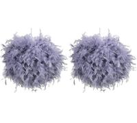 Klass Home Collection 40cm Grey Feather Light Shade for Pendant Ceiling, Table, Floor Lamp - Fluffy Lampshade for Living Room, Bedroom (Pack of 2)