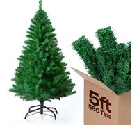 Klass Home Collection 5Ft Christmas Tree 580 Tips Lush Xmas Tree, Premium Pvc Realistic Artificial Christmas Tree With Metal Stand