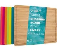 Klass Home Collection 7 In 1 Bamboo Chopping Board With 6 Pvc Mats