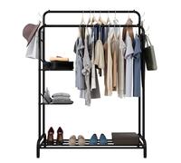 Klass Home Collection Heavy Duty Clothes Rail For Bedroom, Home & Shops, 100KG Load Clothes Rack With Adjustable Shelves, Free Standing Wardrobe Metal Double Clothing Rail For Hanging Garments, Coats