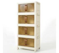 Klass Home Collection Stackable Storage Boxes With Lids, 4-Tier 30L/Tier Plastic Storage Drawers on Wheels 1 Lid, Cabinet Storage Unit With Drawers For Home, Bedroom, Kitchen, Bathroom (4 x 30L/Tier)