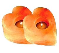 Klass Home Heart Shape 2 x Set Candle Holders, Tea light candle holders, Himalayan salt candle holder - Glowing Air Purifier Natural Pink Tea Light Candle Holders | Crystal candle holders