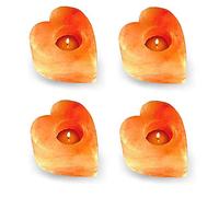 Klass Home Heart Shape 4-Piece Candle Holders - Himalayan Salt, Glowing Air Purifier, Natural Pink Tea Light Holders