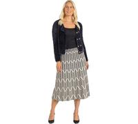Klass Knitted Geometric Pleated A Line Midi Skirt - Black/Ecru - XXL